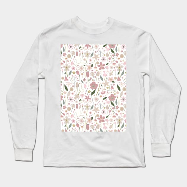 Spring floral pattern Long Sleeve T-Shirt by Happy Mouse Studio